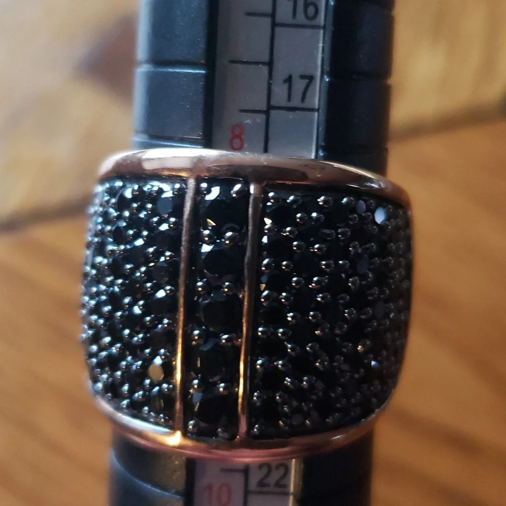 Bronze Milor Italy Black Pave Set Wide Band Ring - Size 9 - Picture 8 of 9